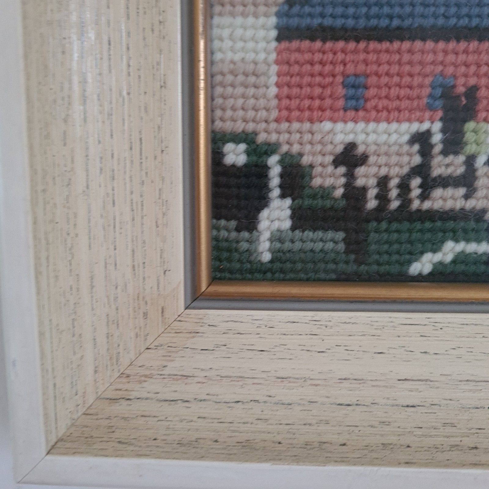 photo vinterior Vintage Lowery Style Cross Stitch Complete Embroidery Framed W57.5cm X H45.5cm