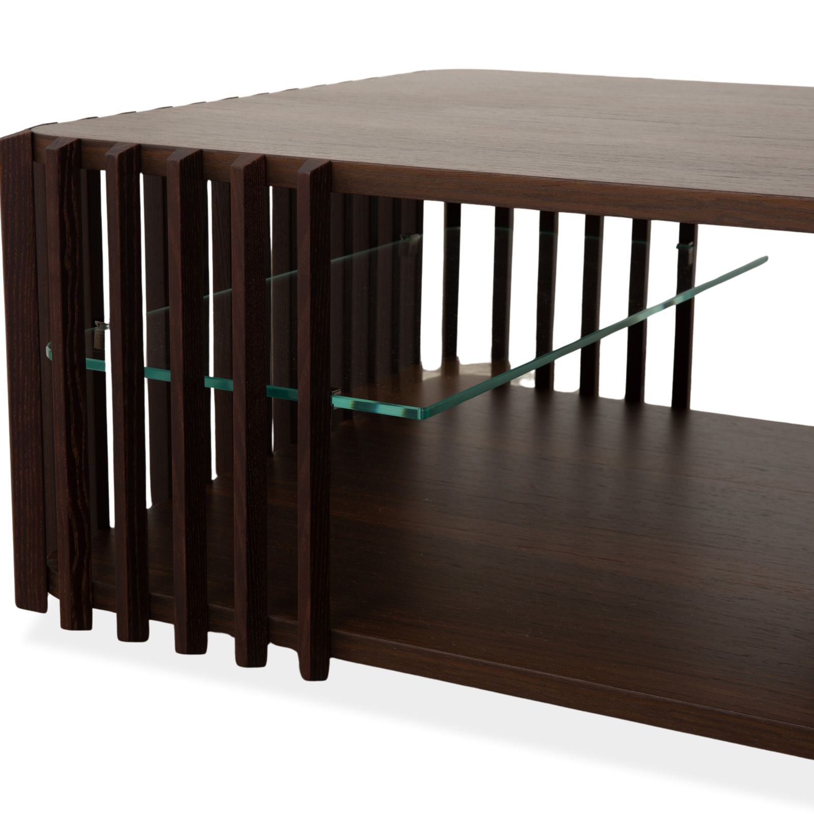 Roche Bobois Palis Wood Coffee Table Dark Brown Glass photo Furniture