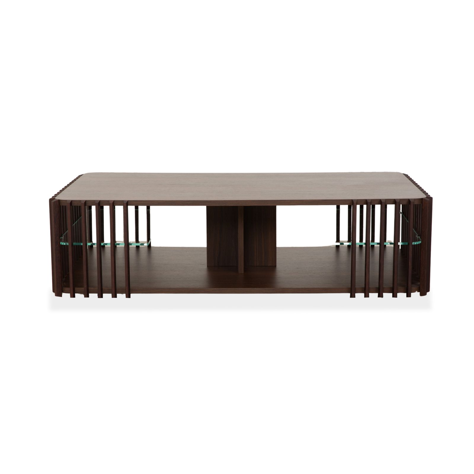 Furniture Roche Bobois Palis Wood Coffee Table Dark Brown Glass photo
