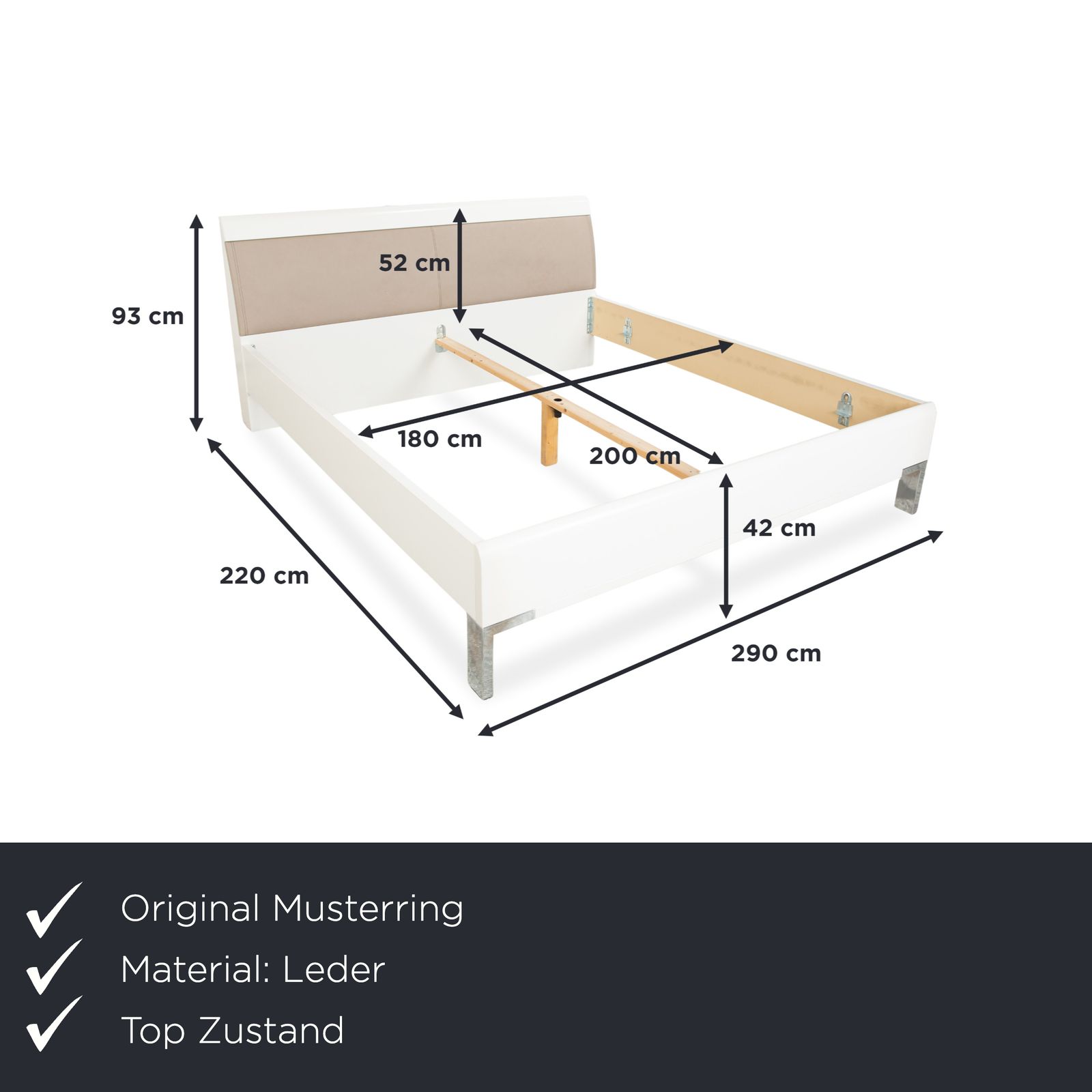 Lit Musterring en bois et cuir beige photo furniture