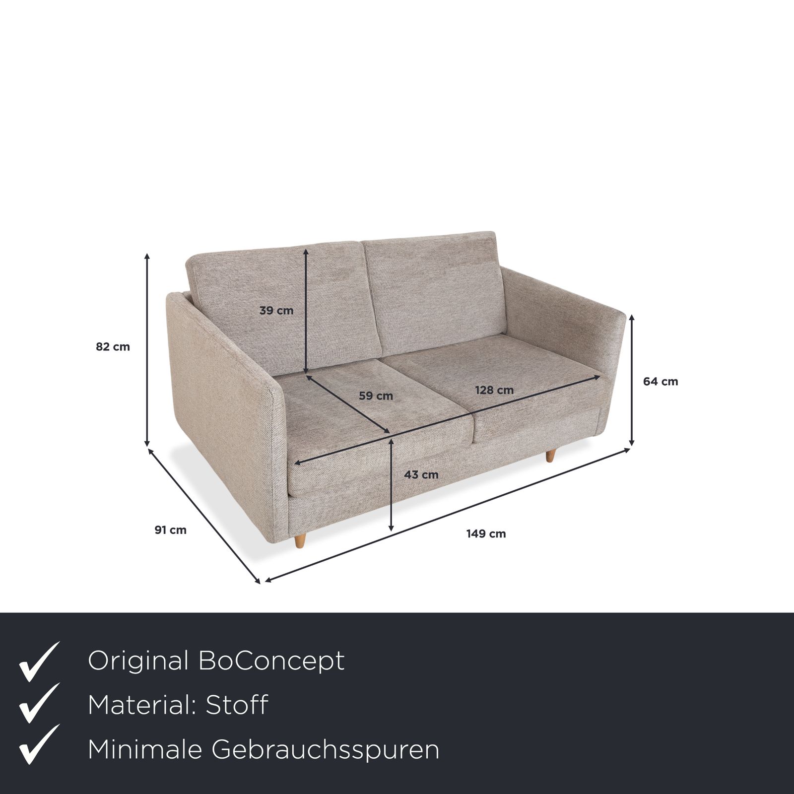 Canapé 2 places BoConcept Indivi en tissu gris photo furniture