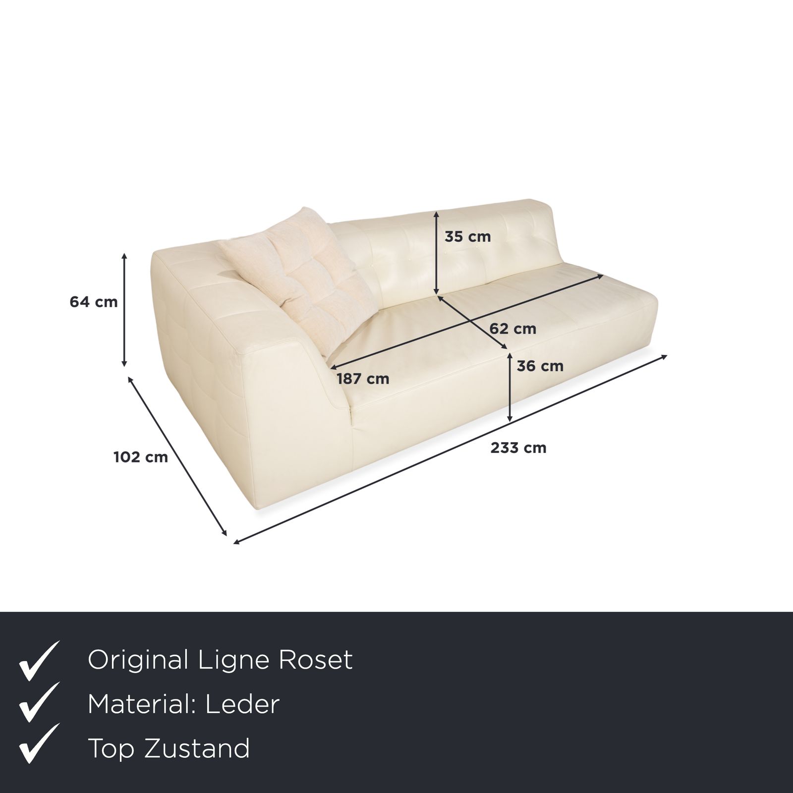 Canapé 4 places Ligne Roset Malhoun en cuir crème photo furniture