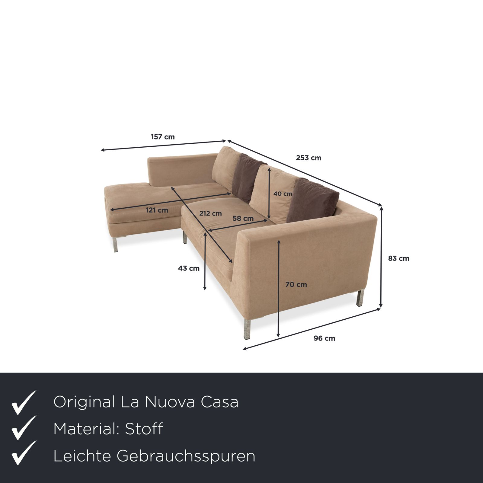 La Nouva Casa Luca Fabric Corner Sofa Beige photo furniture