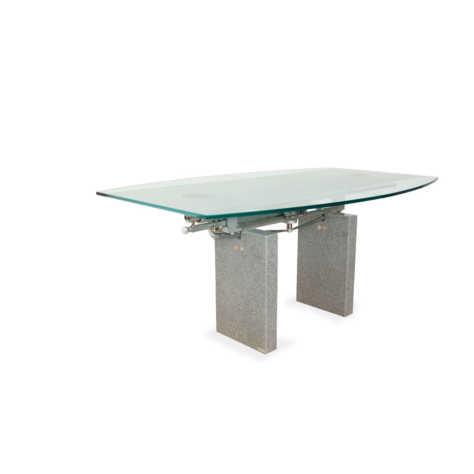 Table à manger Ronald Schmitt K5000/E en verre et granit argenté, fonction d'extension manuelle photo for sale