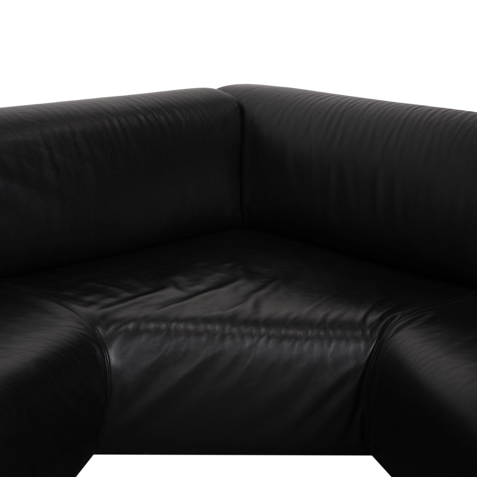 Cassina Met 250 Leren Hoekbank Zwart Zilveren Poten photo for sale