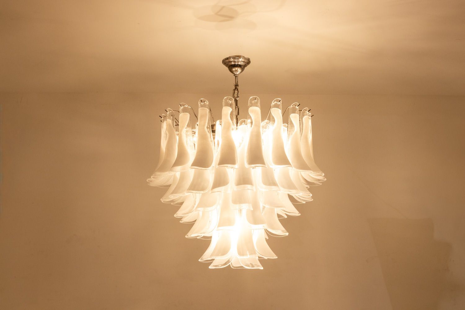Murano Glass Chandelier In White And Translucent Glass. Contemporary photo for sale