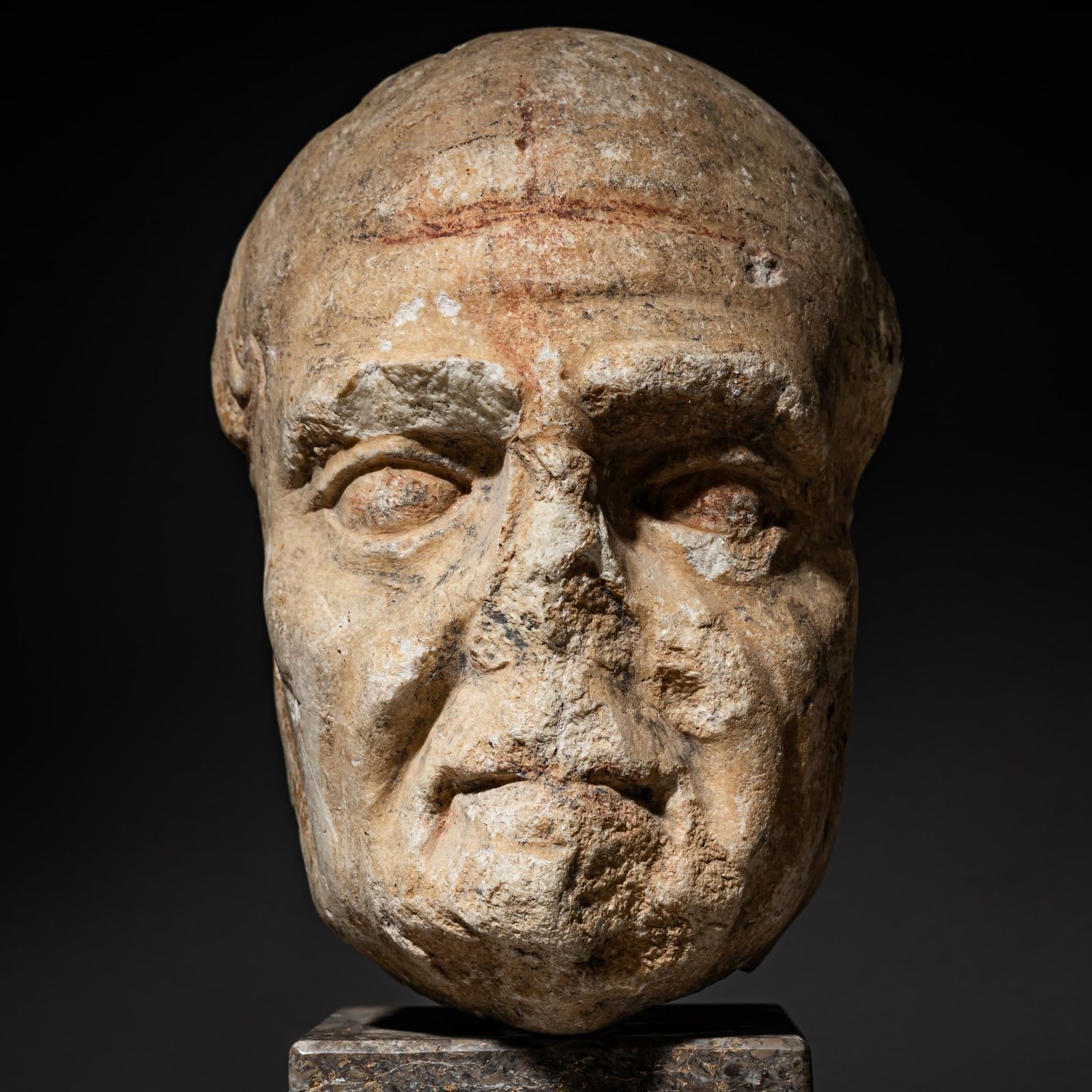 Marble Head Of An Elderly Man, Likely Roman photo Art