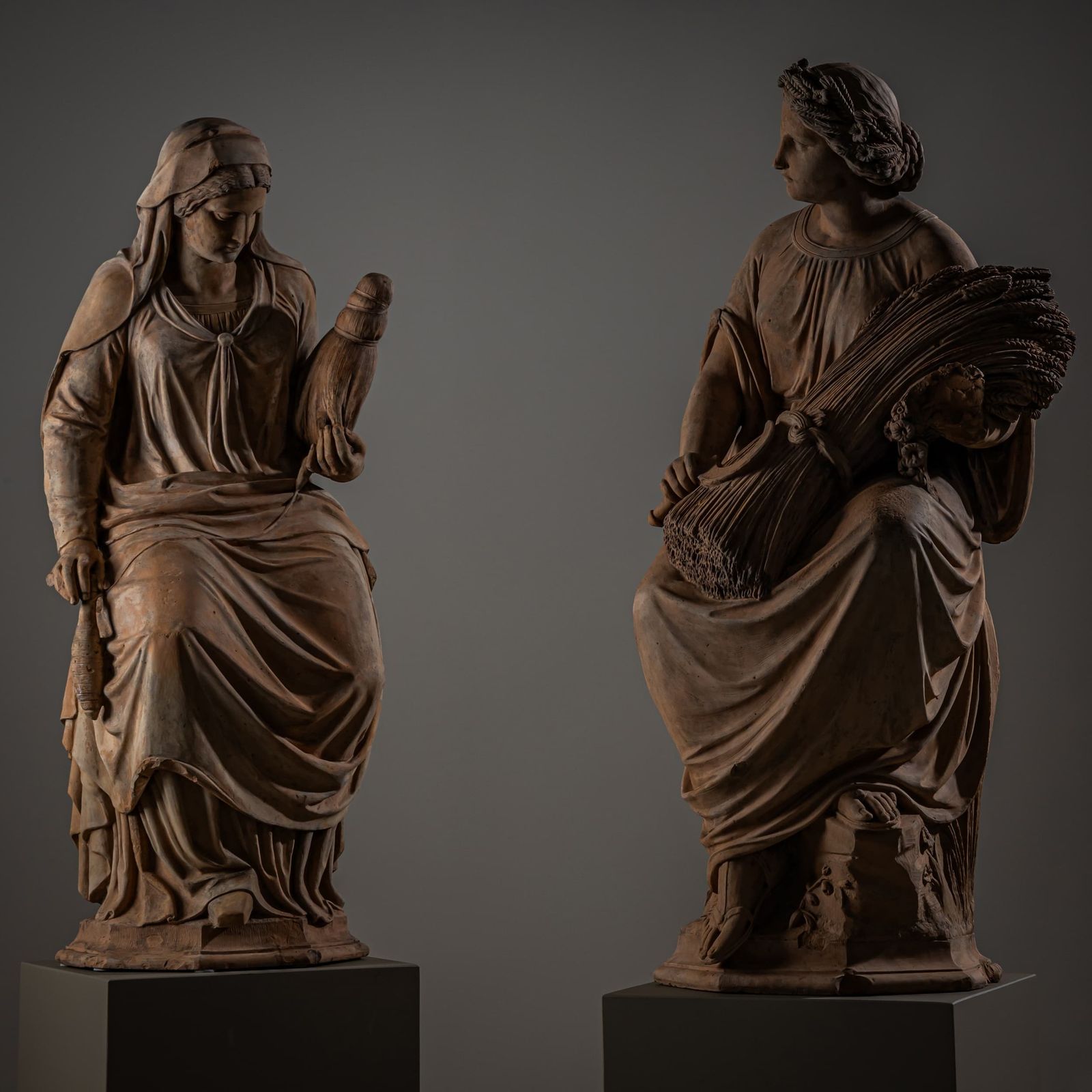 Zomer, Herfst En Winter – Terracottasculpturen, Gesigneerd En Gedateerd Door Franz Melnitzky, 1855 photo for sale