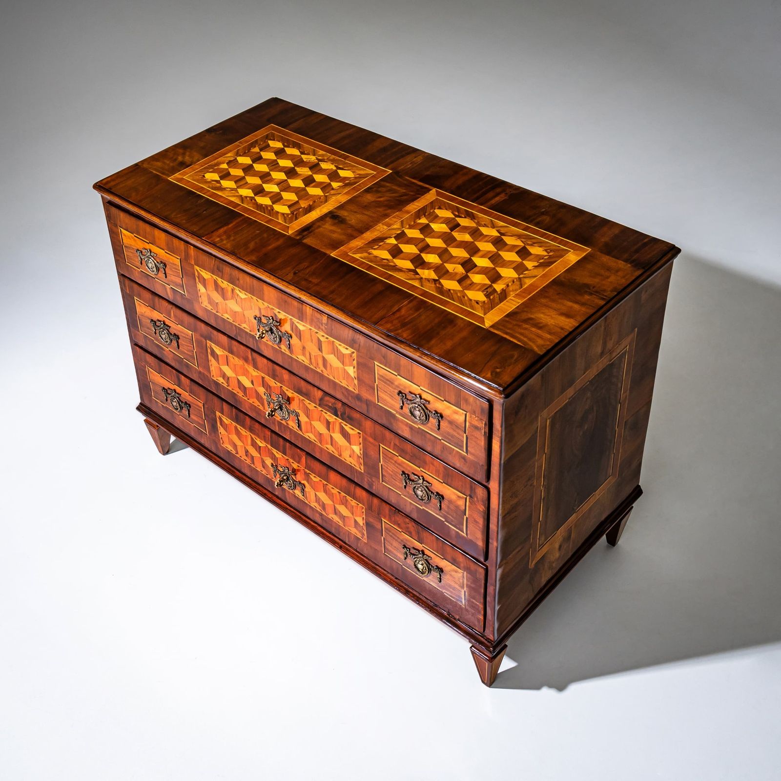 Louis XVI Marquetry Chest Of Drawers, Late 18th Century photo vintage