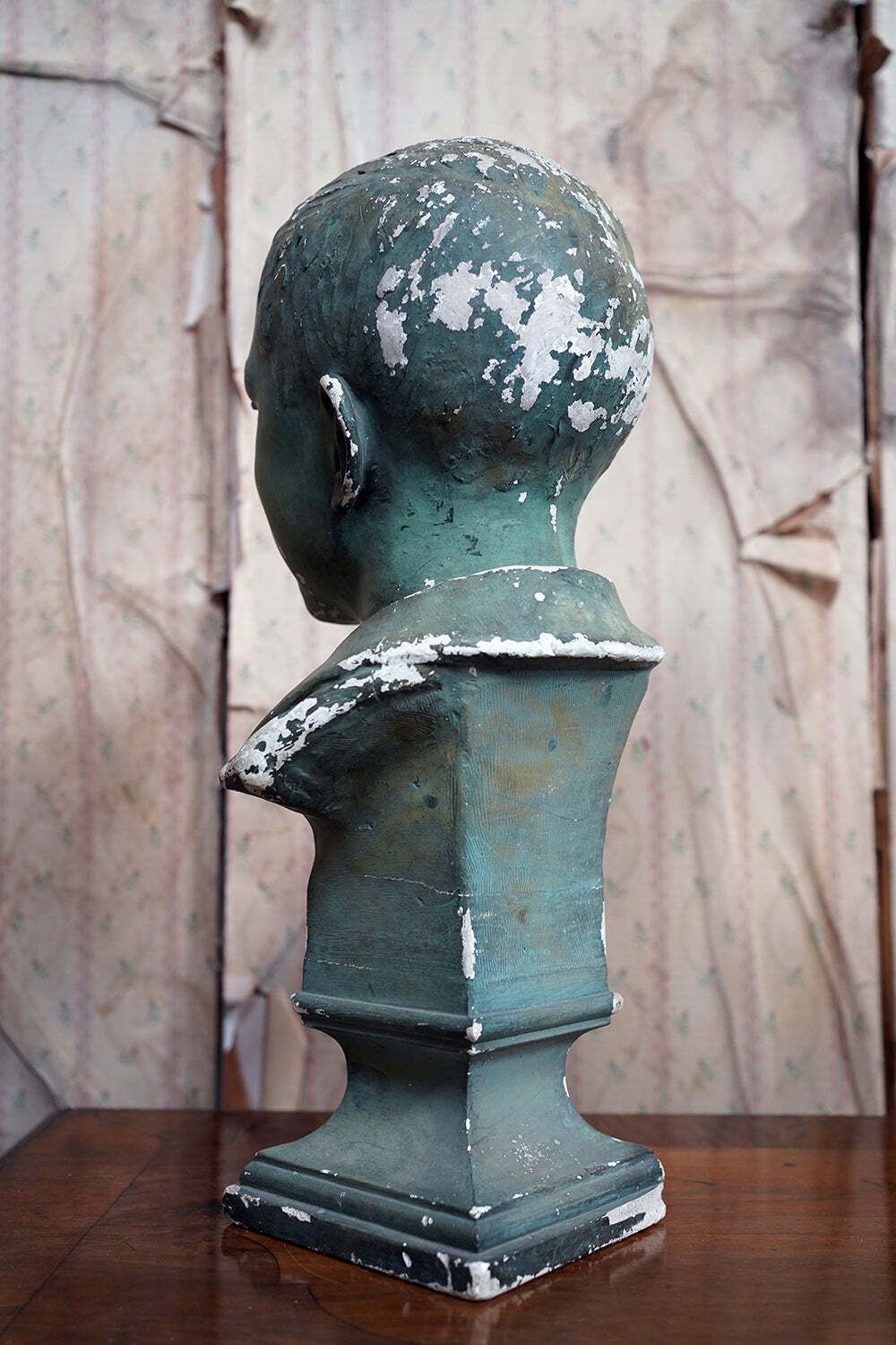 An Early 20thc Green Painted Plaster Bust Of A Youth C.1900 20 photo buy