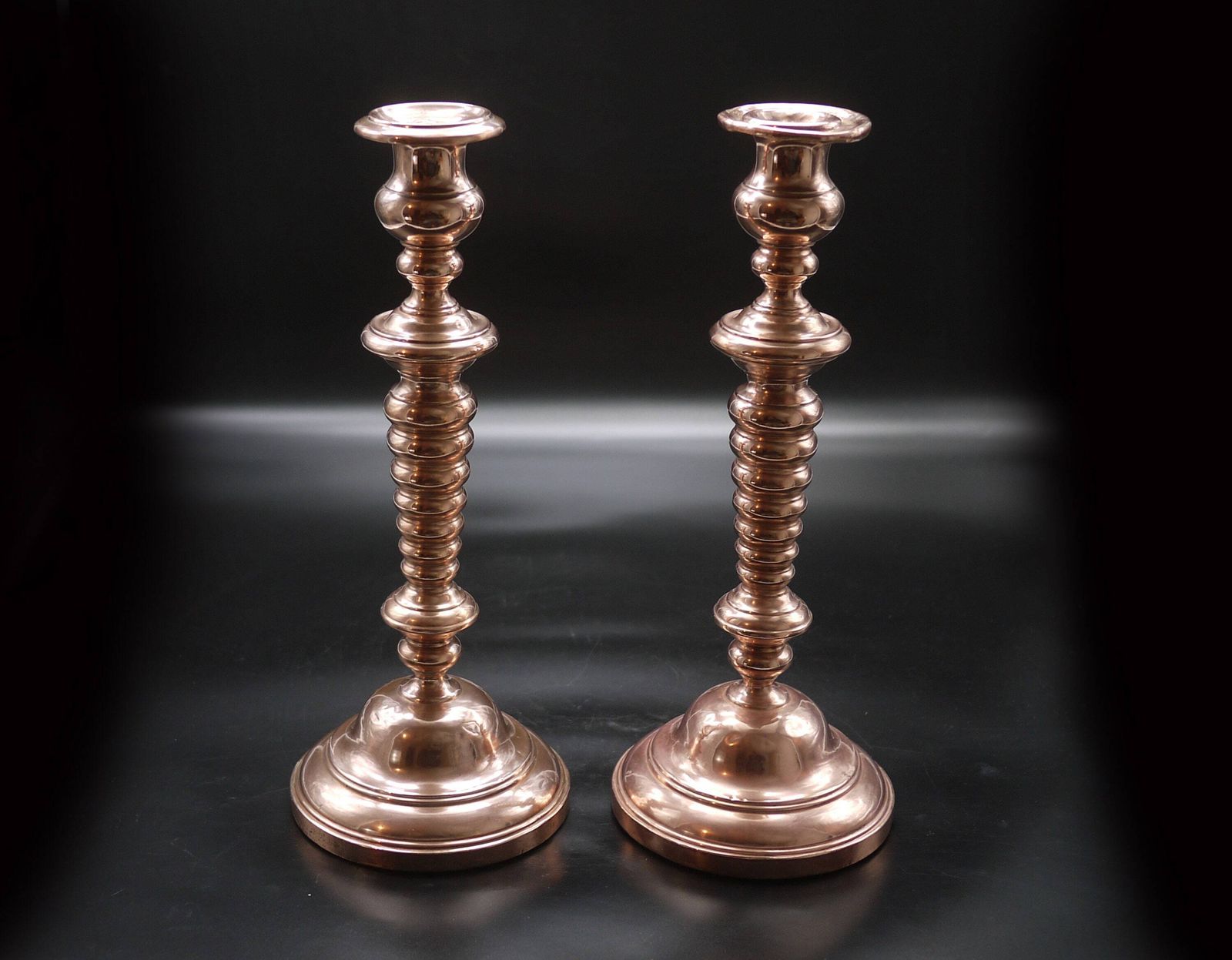 Antique Copper Tall Candlestick Holders 14.7", Arts And Crafts Candleholders photo Home Decor