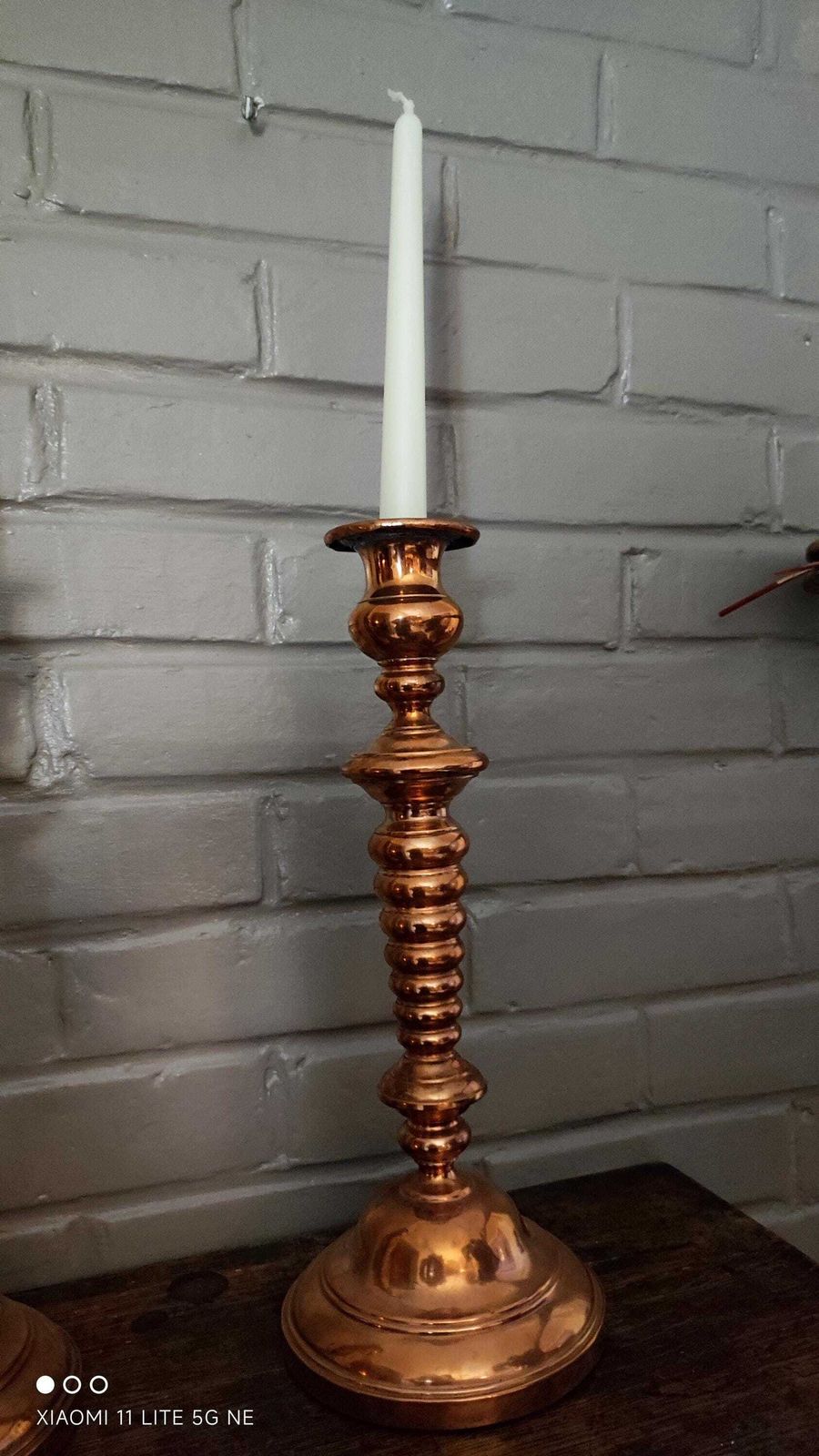 photo buy Antique Copper Tall Candlestick Holders 14.7", Arts And Crafts Candleholders