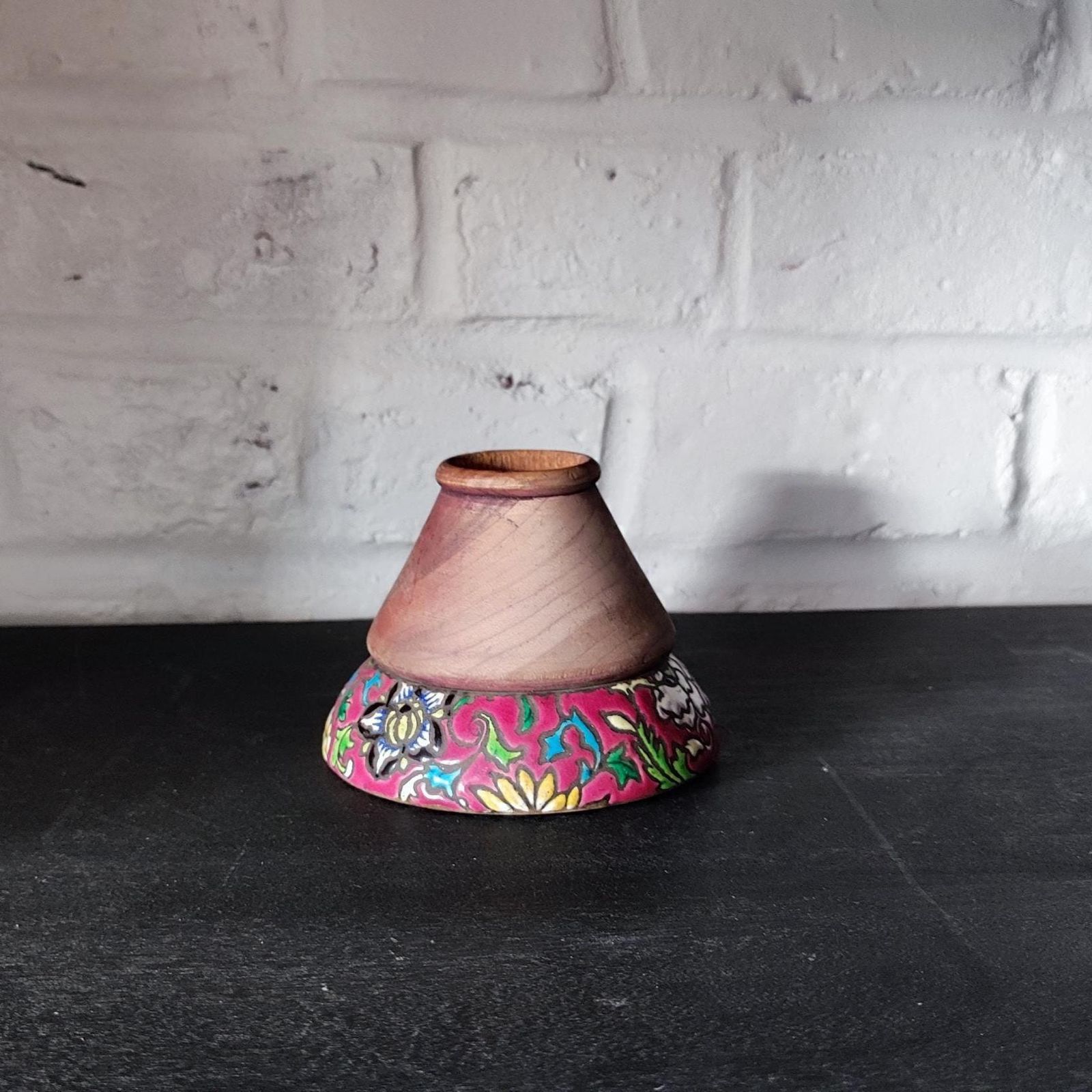 French Art Deco Floral Match Holder Striker In Longwy Pottery photo for sale