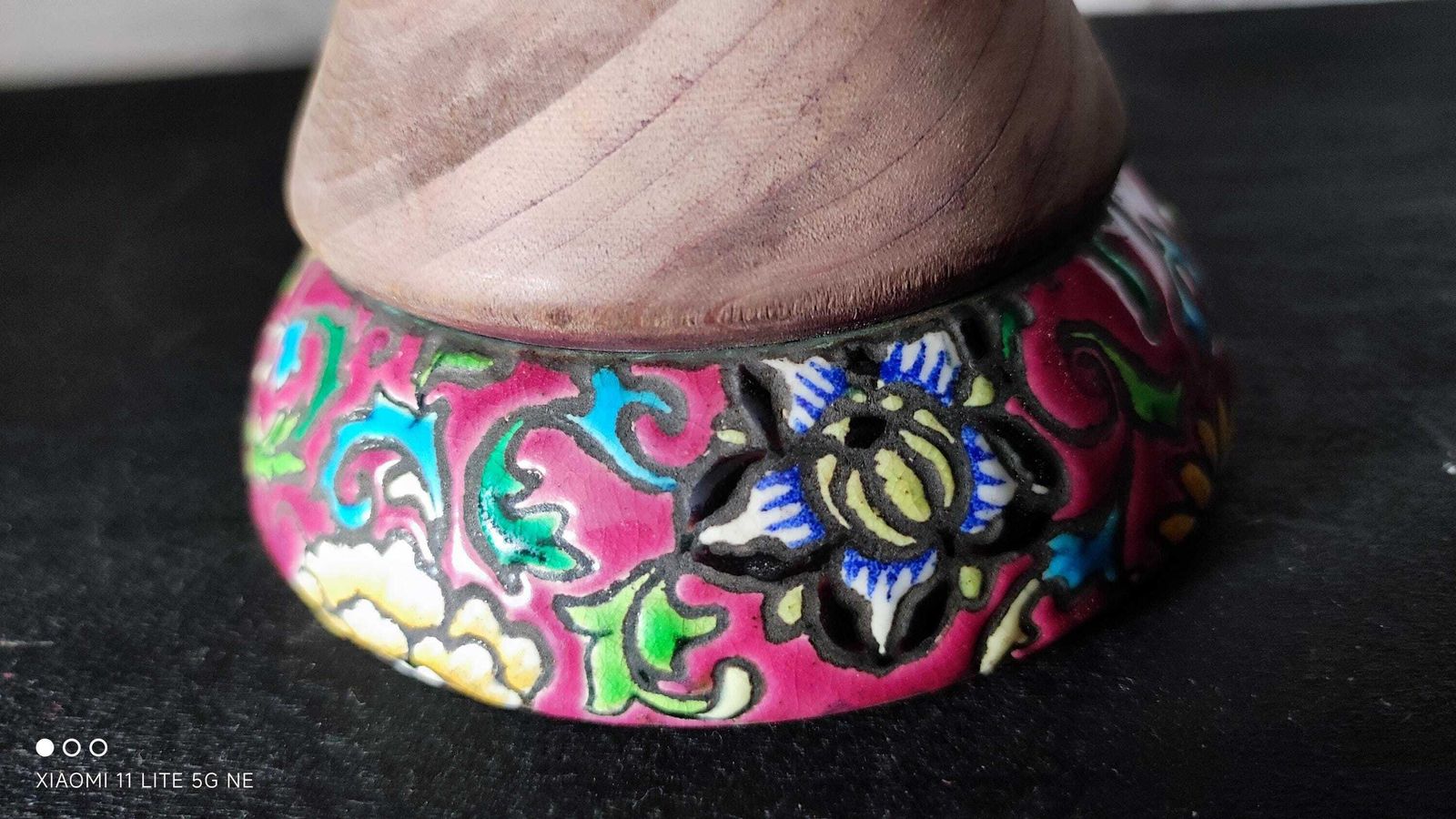 100.0 French Art Deco Floral Match Holder Striker In Longwy Pottery photo