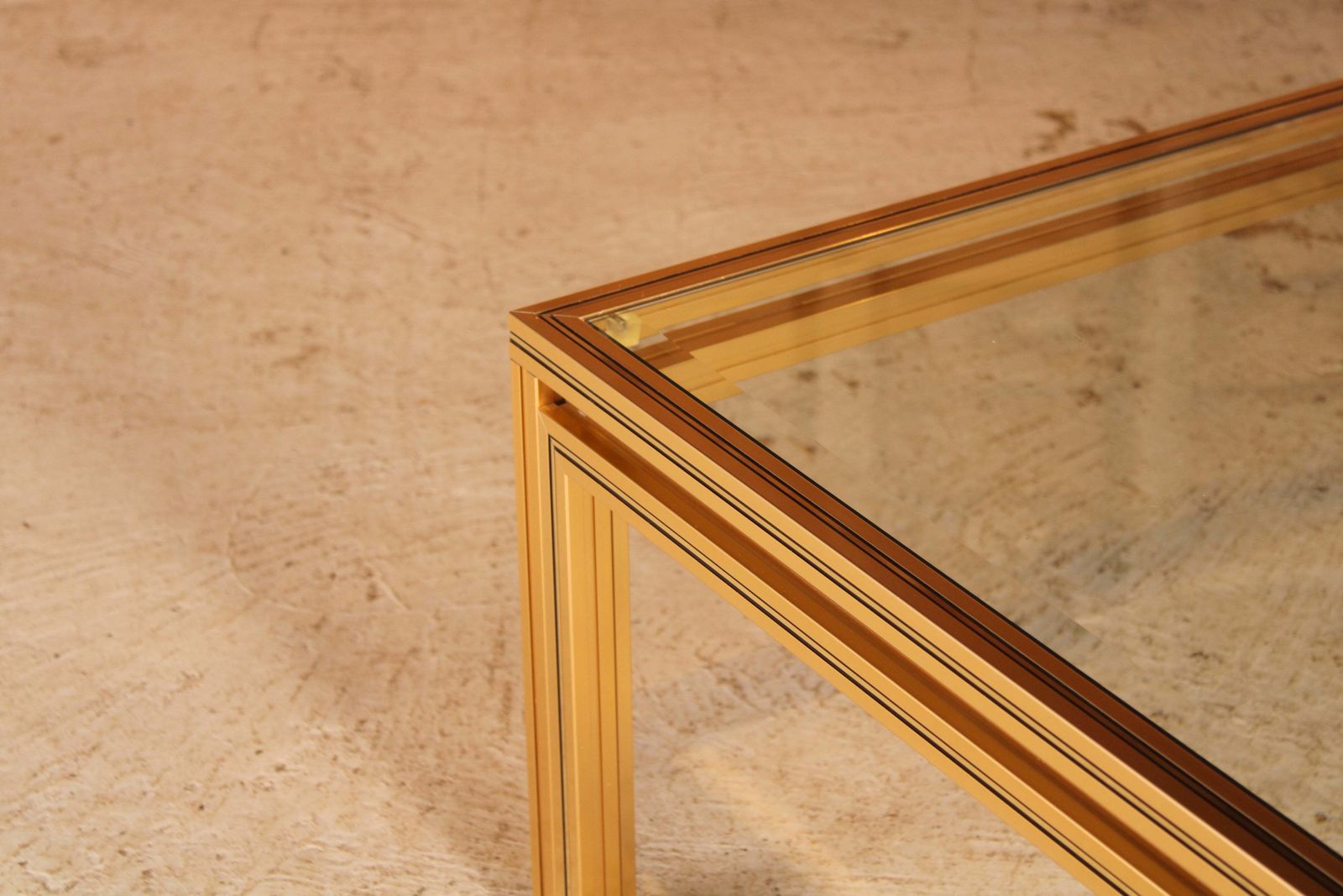 Mid Century Pierre Vandel Coffee Table With Bevelled Edge Glass Top, Circa 1970s photo Furniture