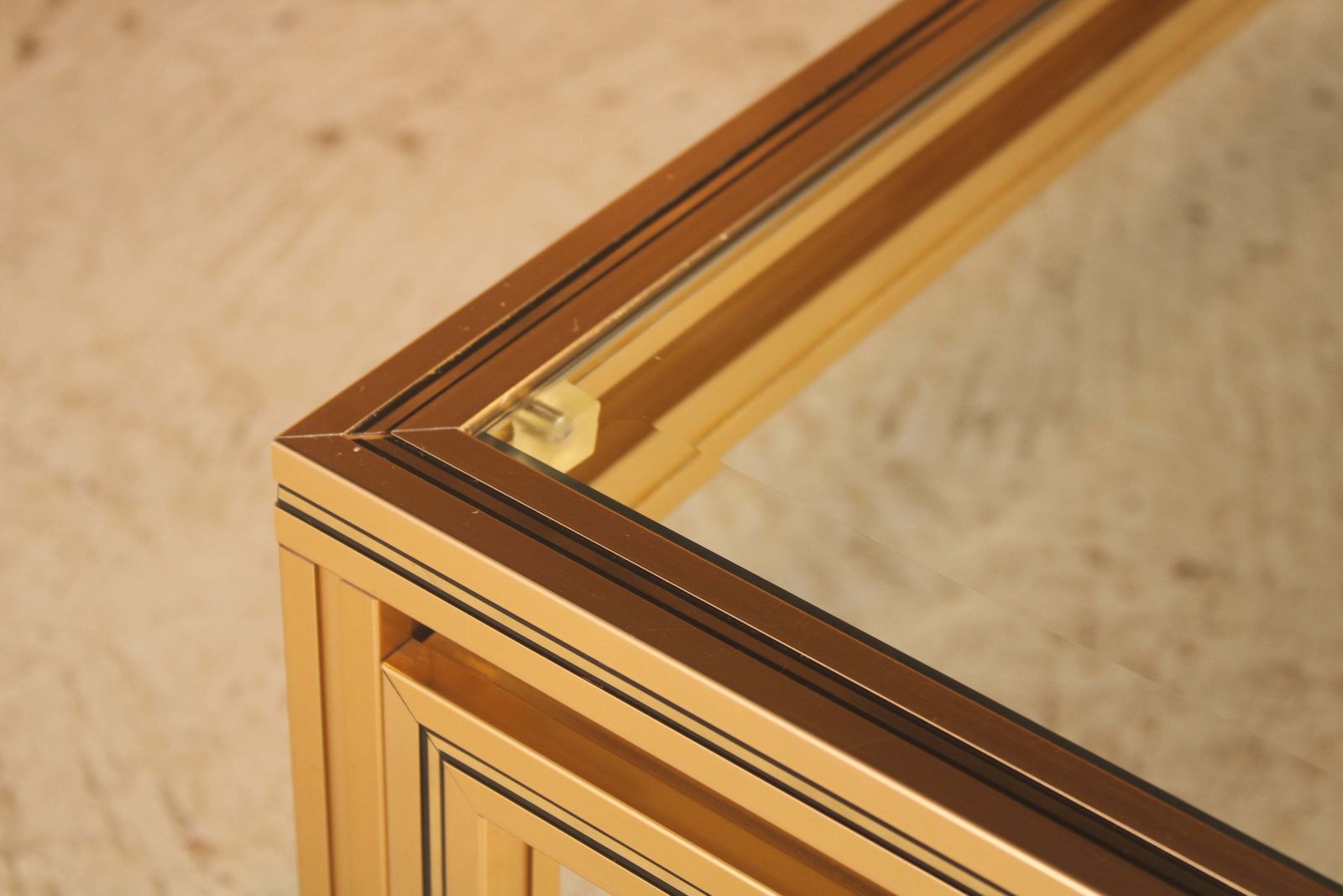 photo for sale Mid Century Pierre Vandel Coffee Table With Bevelled Edge Glass Top, Circa 1970s