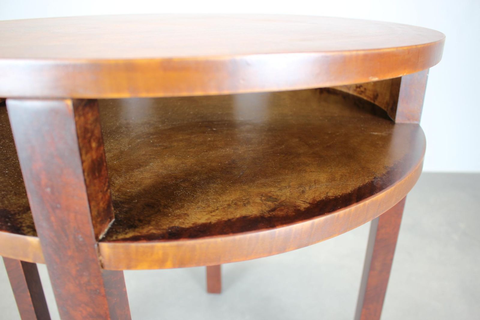 Art Deco Mahogany Veneer Table, Czechoslovakia, 1930s, Restored photo 718.0