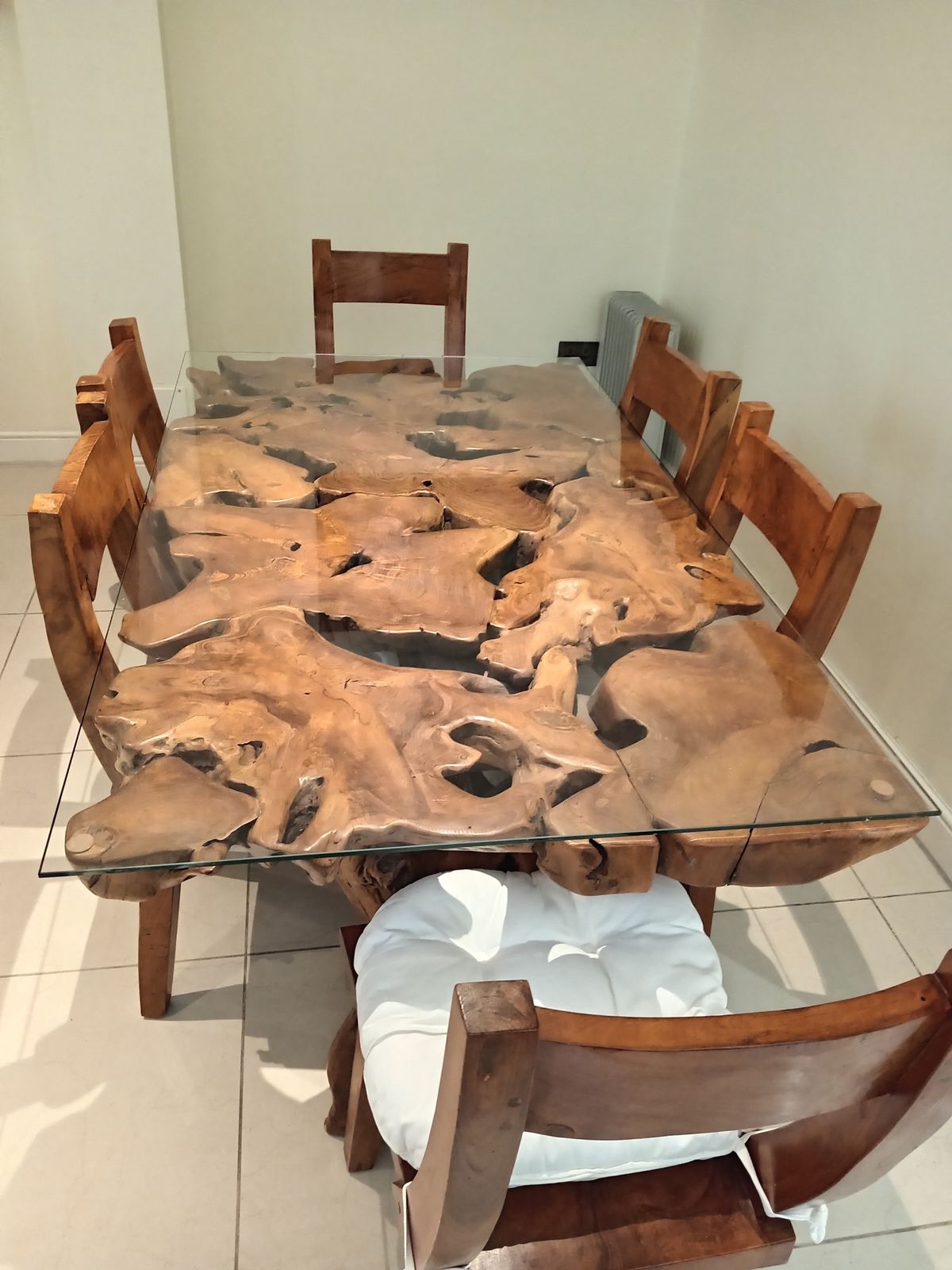 One Of A Kind Brazilian Oak Root Dinning Table + 6 Matching Chairs   Dinning Set
