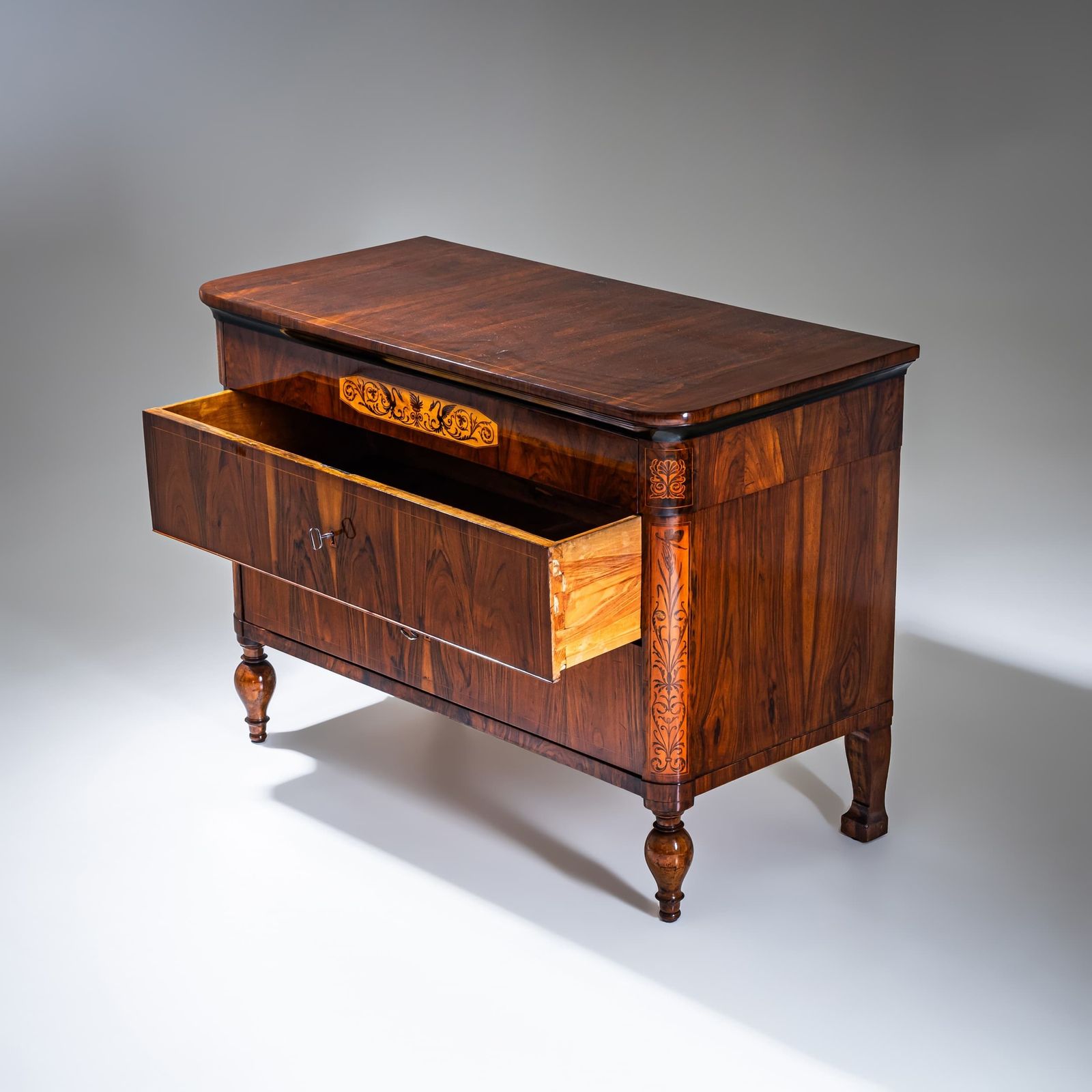 Biedermeier Chest Of Drawers With Marquetry, Italy, 19th Century photo Furniture