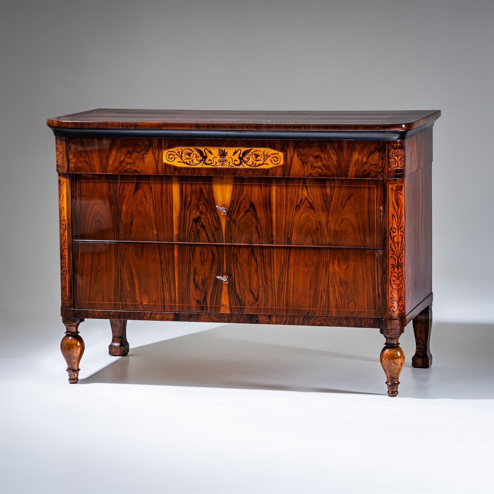 Biedermeier Chest Of Drawers With Marquetry, Italy, 19th Century photo furniture