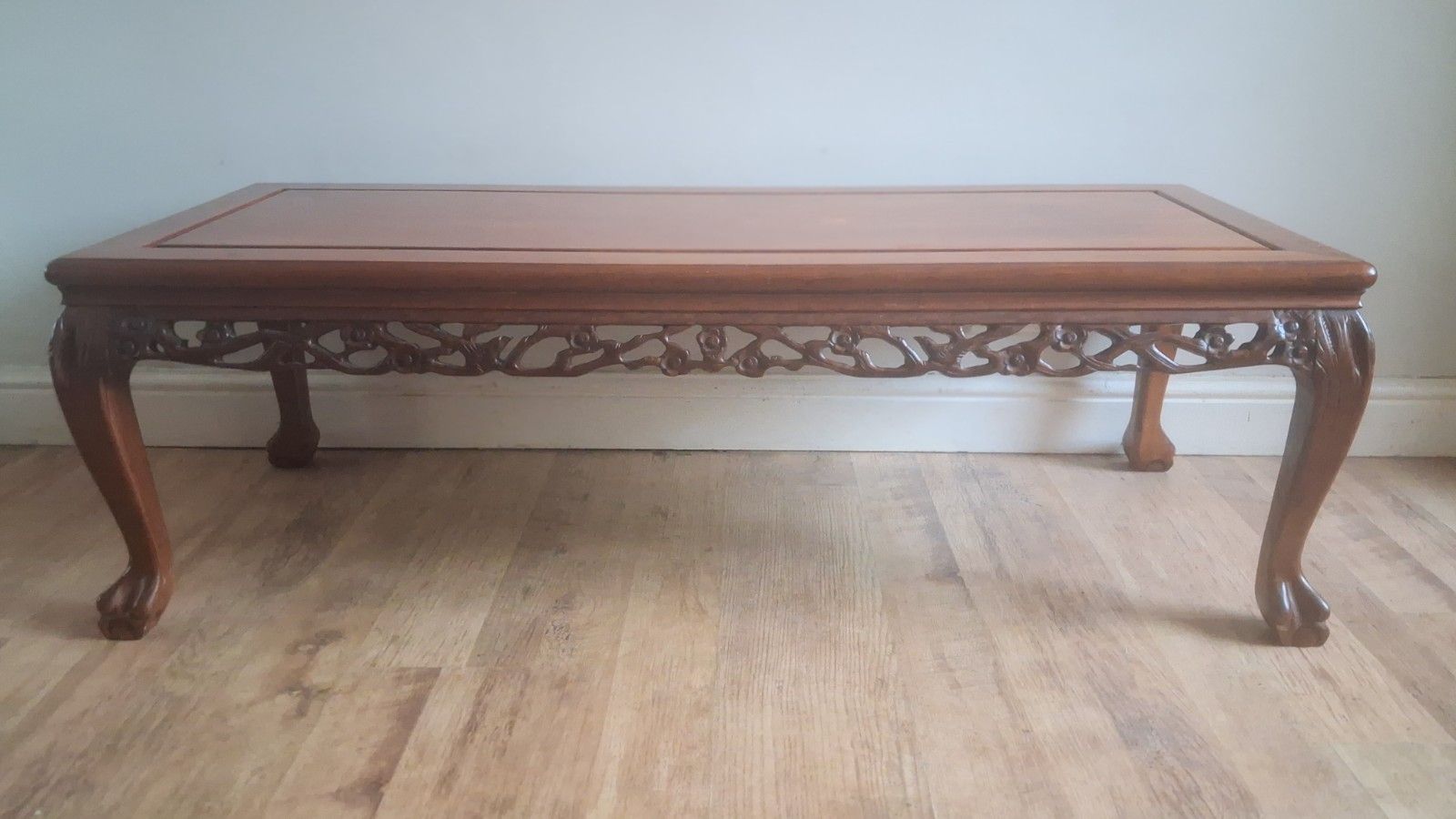 photo buy Outstanding Oriental Chinese Carved Rosewood Mid Century Drinks /Coffee Table