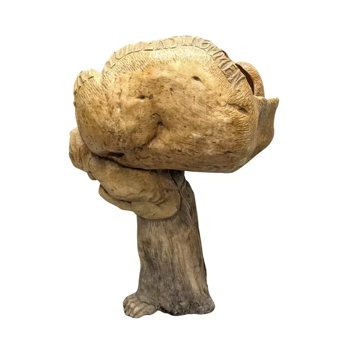 Large Scandinavian Art Sculpture Of An Old Woman Supporting A Shell (Dated 1937) photo furniture