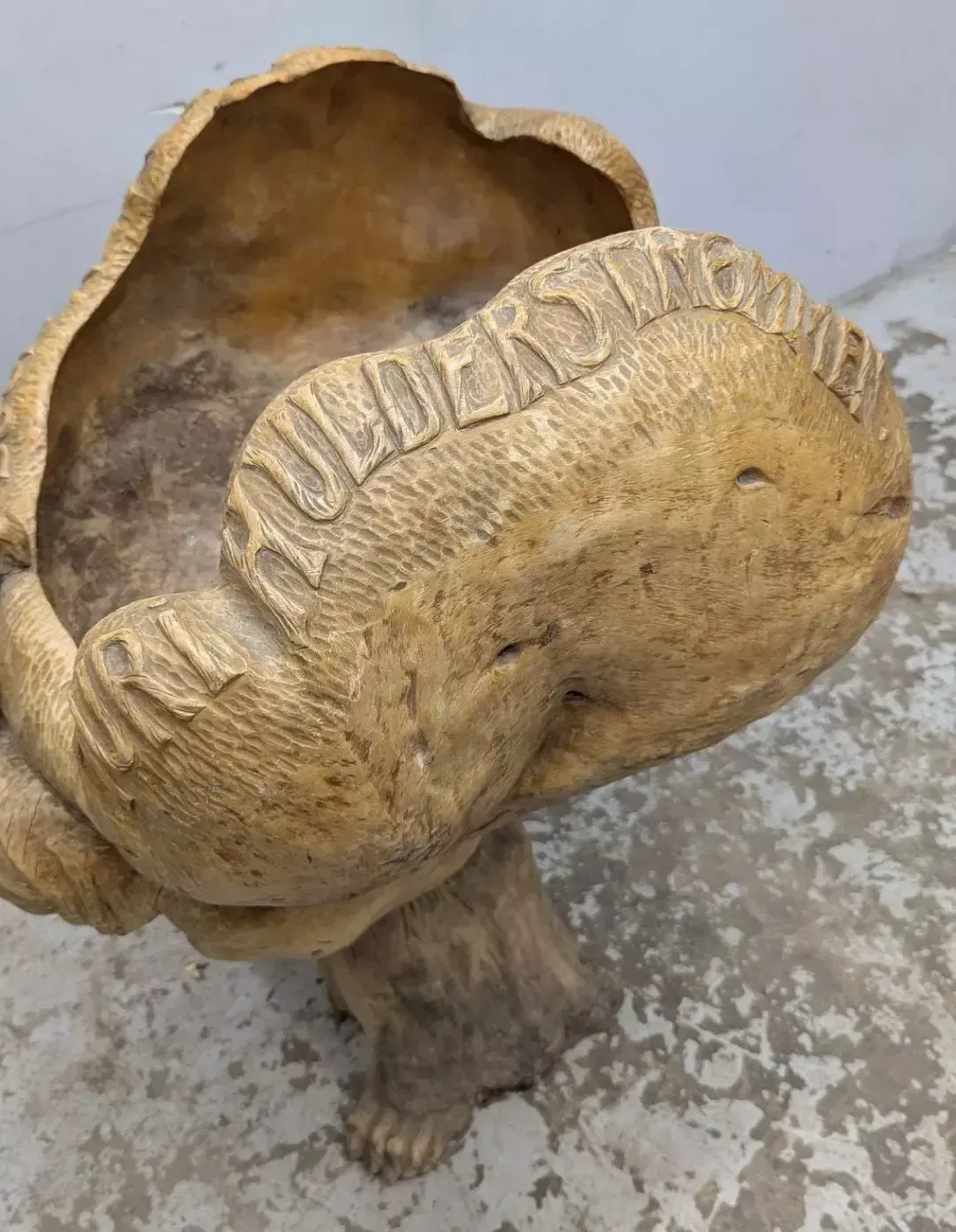 Large Scandinavian Art Sculpture Of An Old Woman Supporting A Shell (Dated 1937) photo Art
