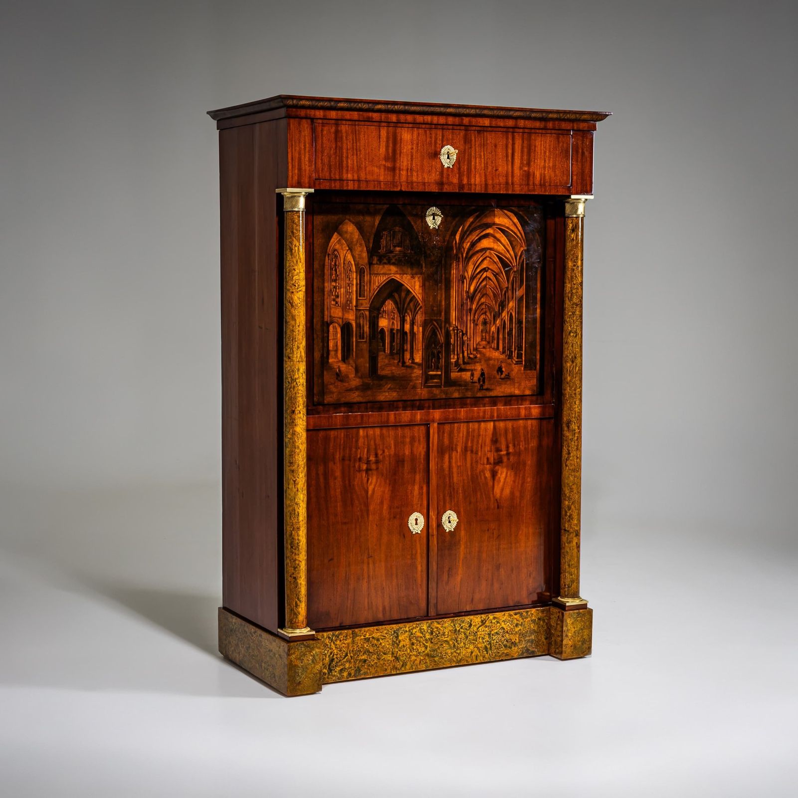 Biedermeier Secretaire Met Transferdecoratie, Johann Georg Hiltl (1771–1845), München, Ca. 1825 photo for sale