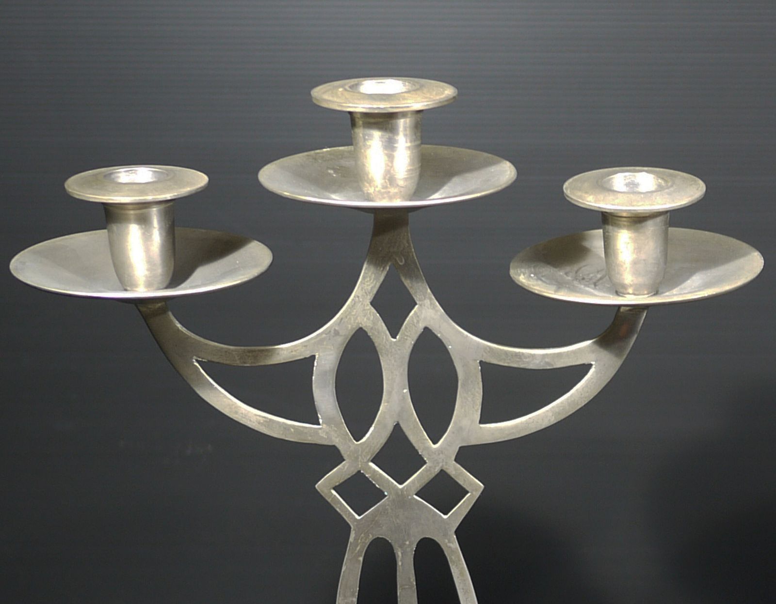 Pair Of Art Nouveau Pewter Candelabra, French Dinner Table Centerpiece photo vinterior