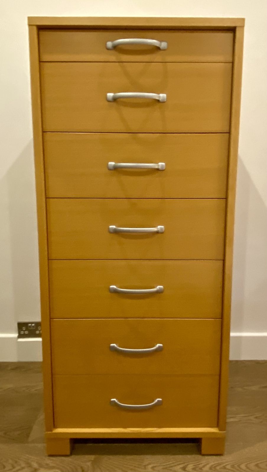 Beech Veneer Tall Boy Late 20th Century photo for sale