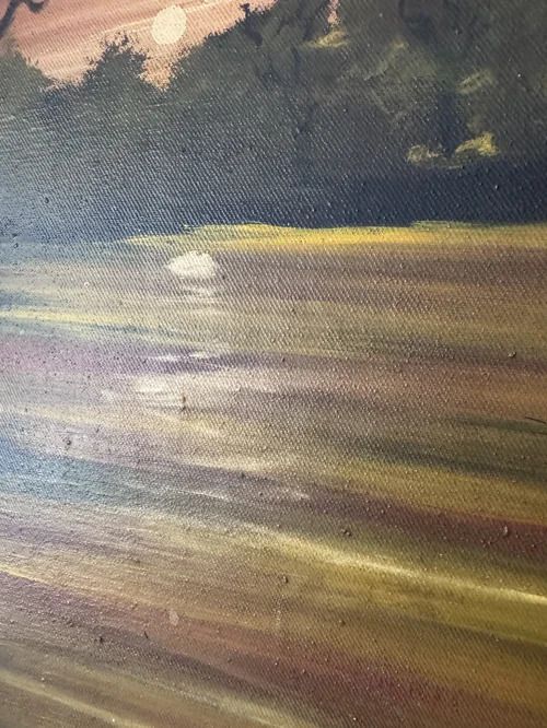 70s Oil Painting  Autumnal Framed Treescape By K.Mangword photo Art