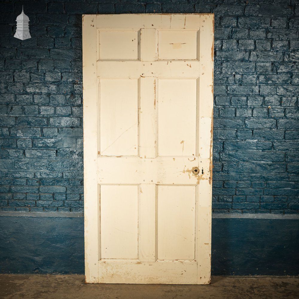 6 Panel Door, Six Moulded Panels, White & Brown