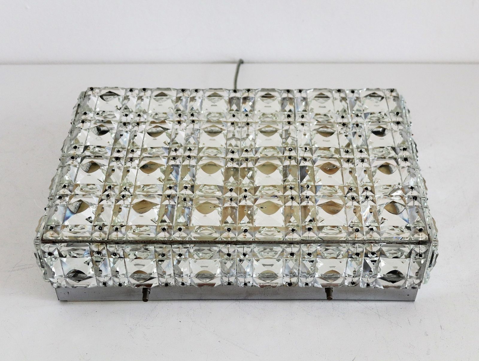 Midcentury Crystal Glass Flush Mount Chandelier By Kinkeldey Germany, 1960s photo buy