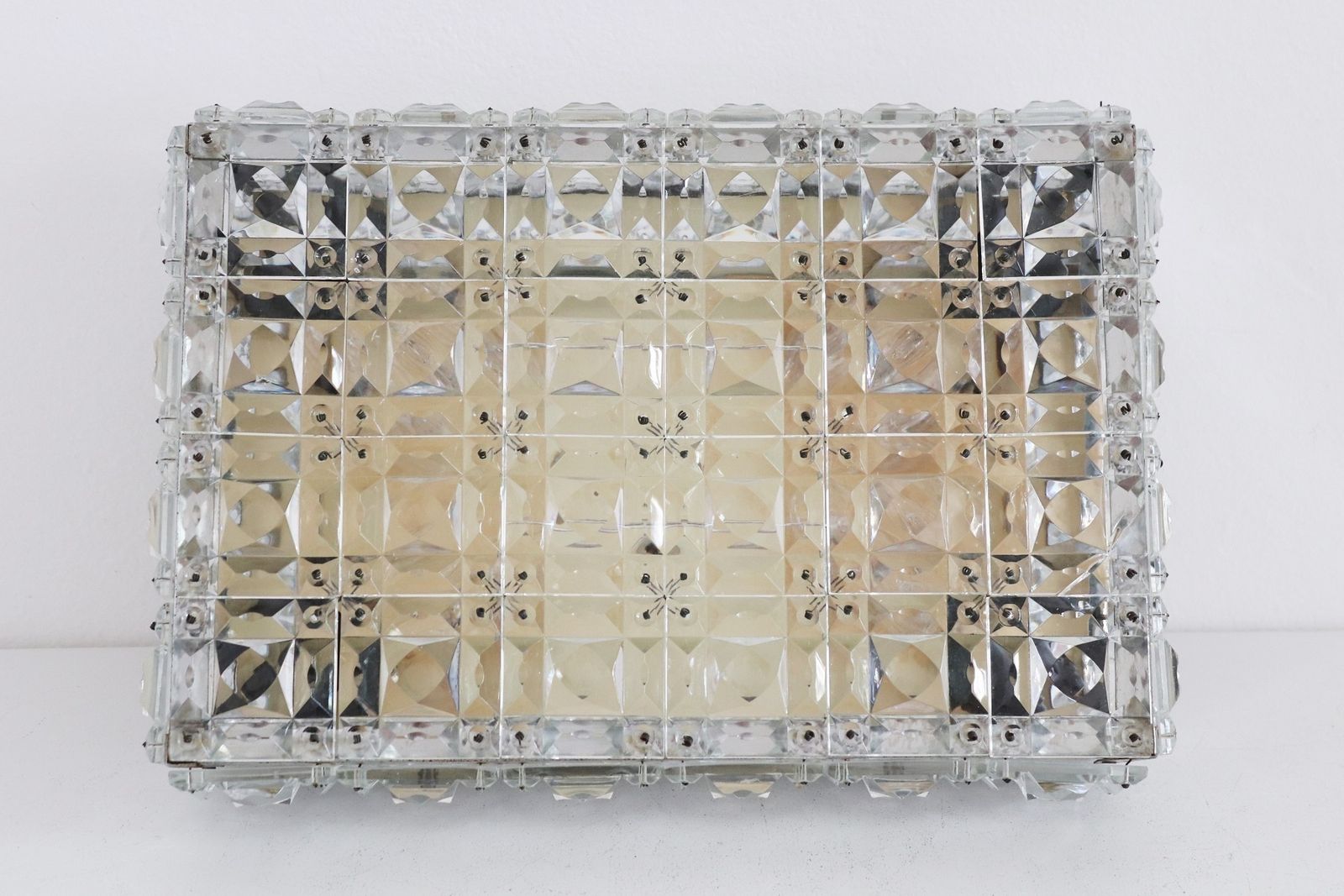 photo furniture Midcentury Crystal Glass Flush Mount Chandelier By Kinkeldey Germany, 1960s