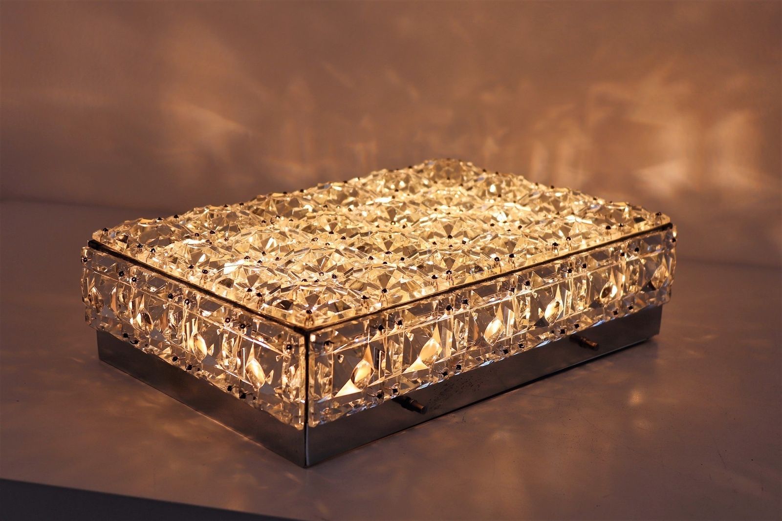 photo buy Midcentury Crystal Glass Flush Mount Chandelier By Kinkeldey Germany, 1960s