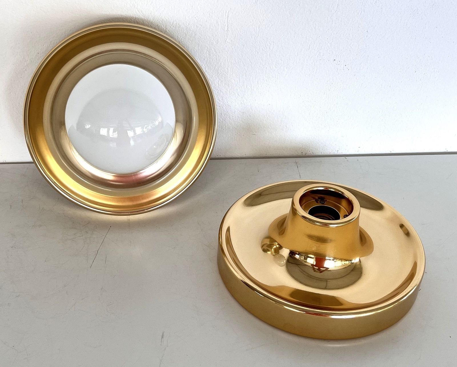 Italian Flush Mount Lights Or Wall Lights By Tronconi, Set Of 2 photo vinterior