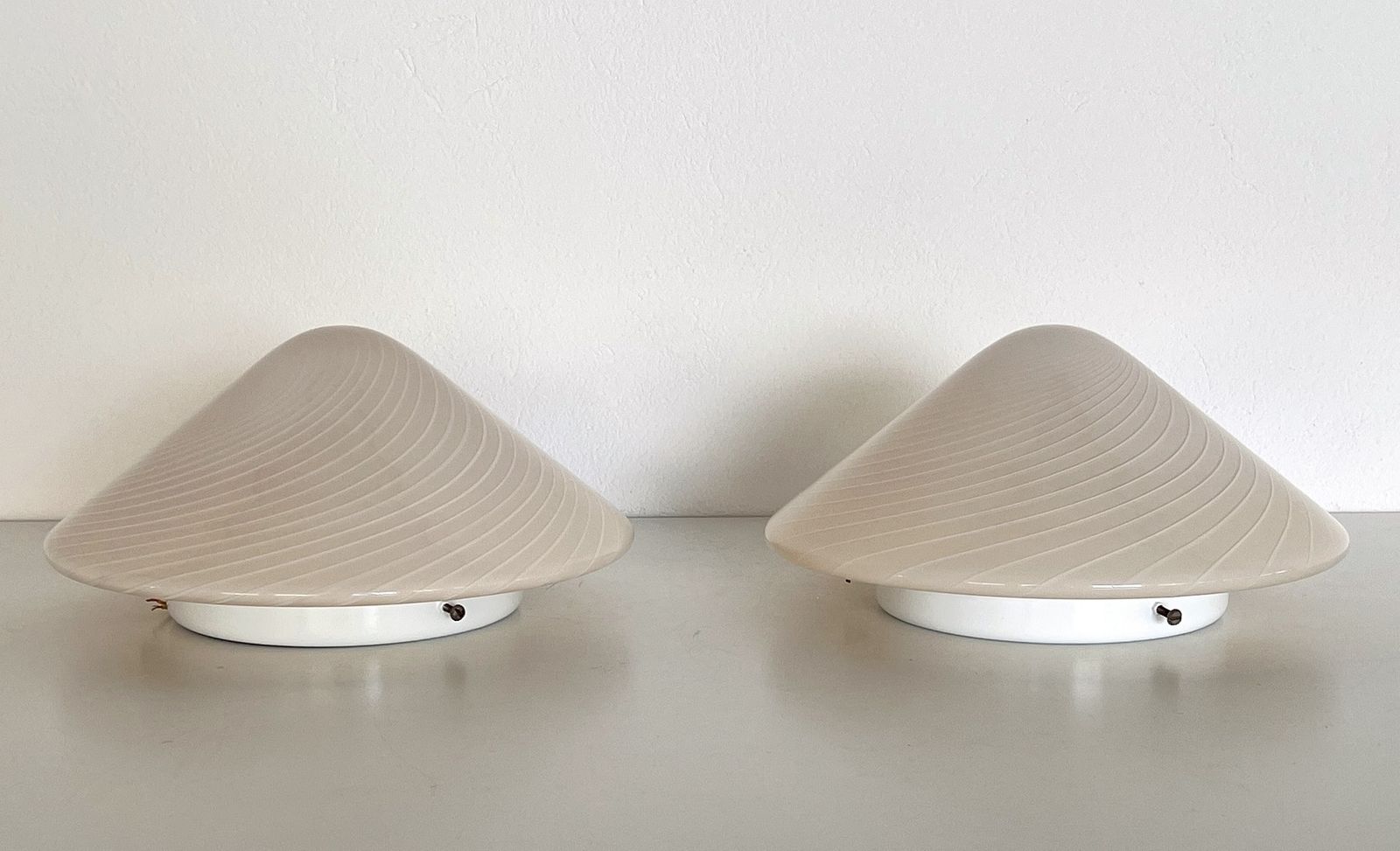 photo buy Italian Mid Century Murano Glass Flush Mount Light With Swirl Glass, 1970