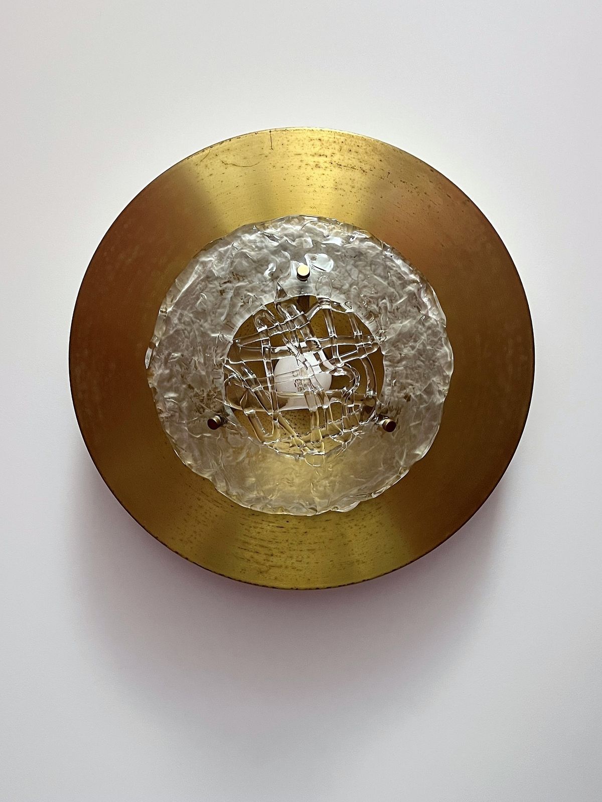 Italian Flush Mount Or Ceiling Lamps In Brass And Murano Glass By Angelo Brotto For Esperia, 1970s photo 740.0