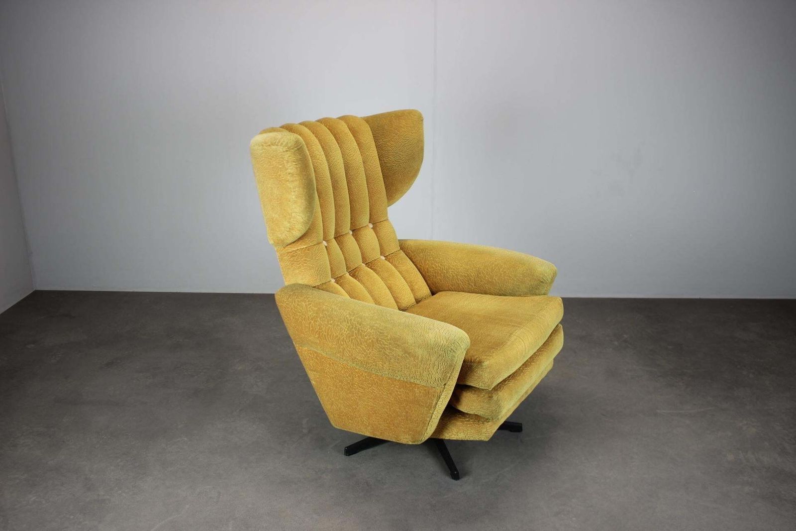 1960s Mid Century Wingback Swivel Lounge Chair From Czechoslovakia photo vinterior