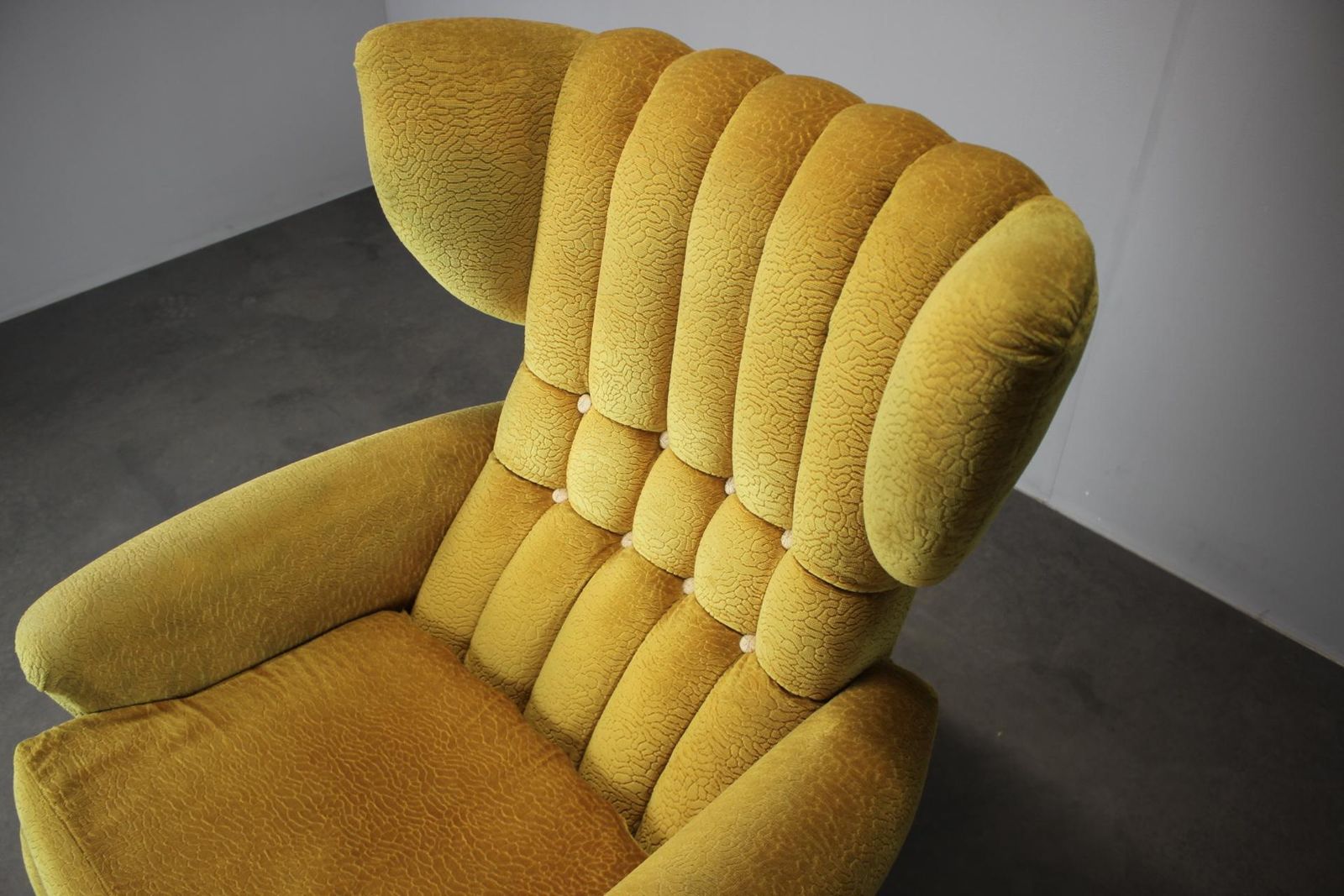 photo for sale 1960s Mid Century Wingback Swivel Lounge Chair From Czechoslovakia