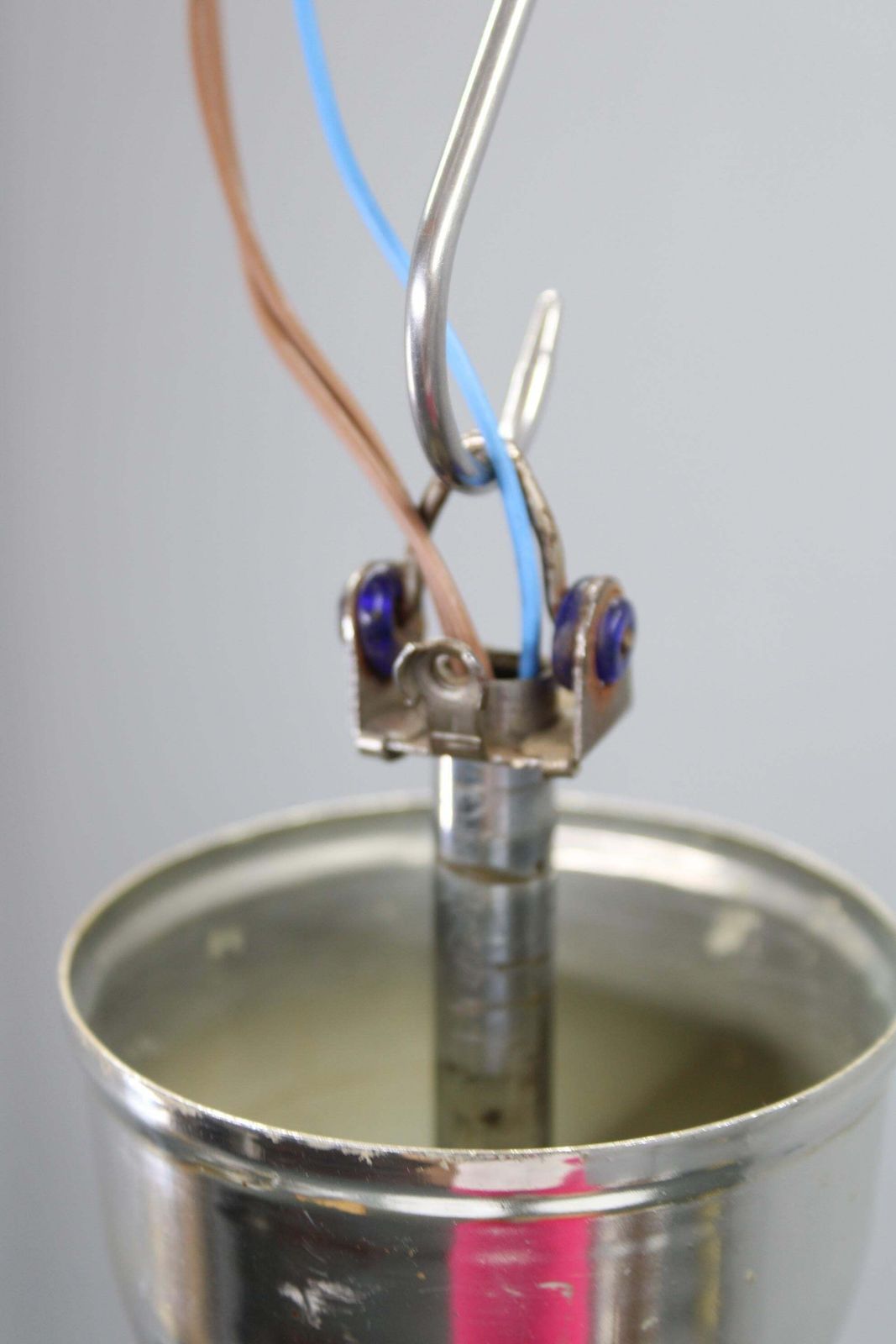 photo buy Mid Century Chrome Chandelier With Milk Glass Disc Shades, Czechoslovakia, 1950s