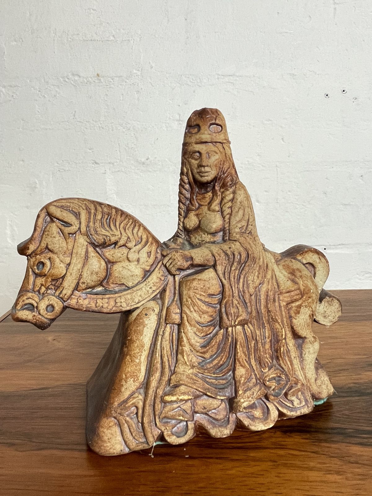 Vintage Quantock Pottery King Arthur & Queen Guinevere Figures | 1970s Stoneware | Inspired By Lewis Chessmen photo vinterior