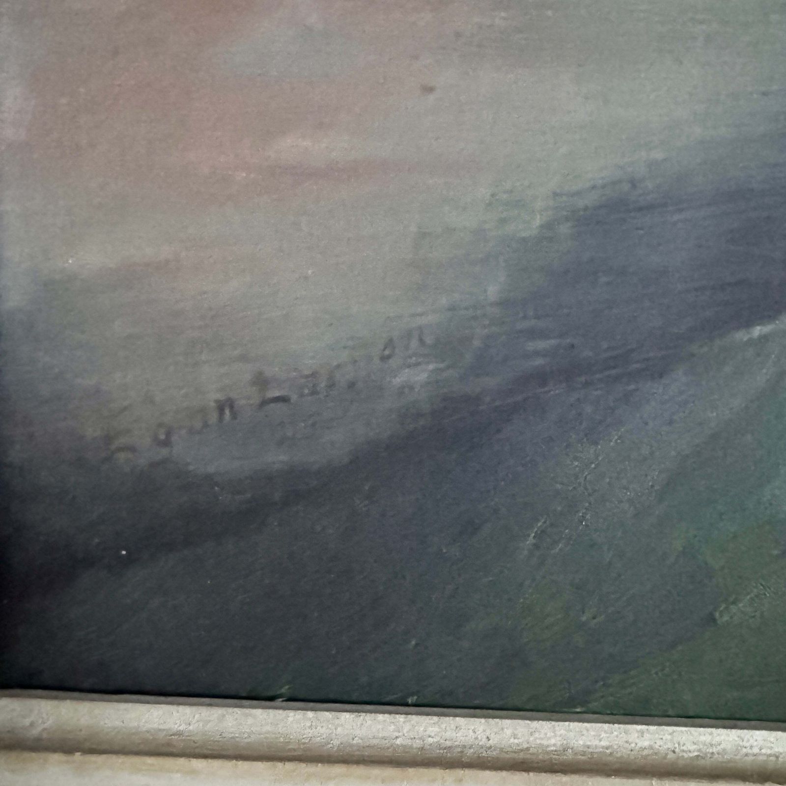 Ruins In Dusk, Visby 1945. Vintage Swedish Oil Painting By Egon Larsson photo for sale