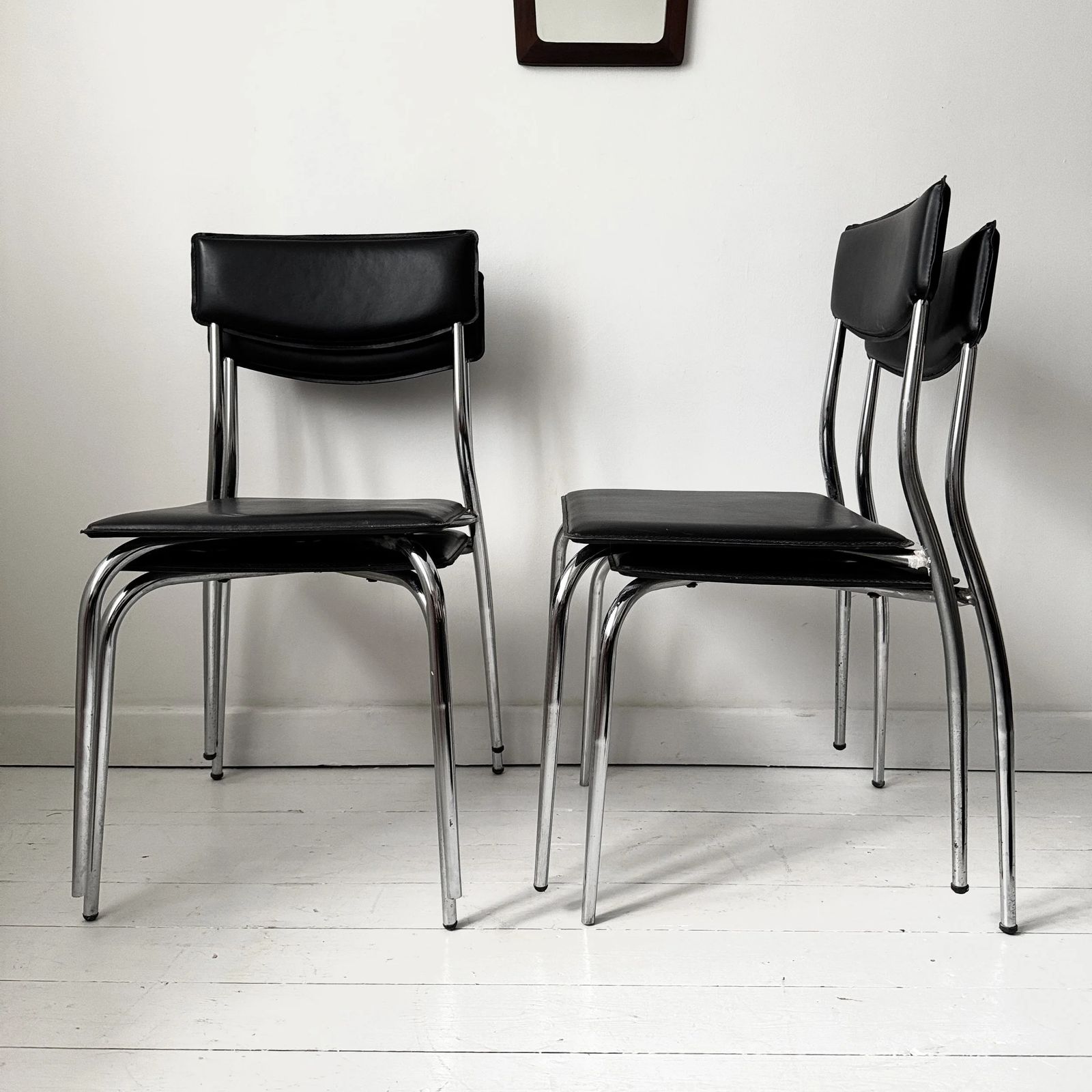 90s Tubular Chrome And Black Faux Leather Bauhaus Chairs 4 photo furniture