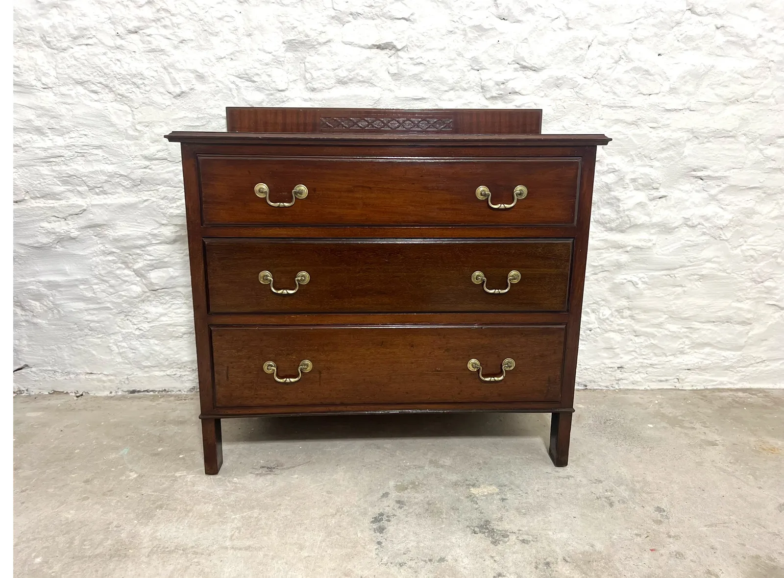 Antique Mahogany Chest Of Drawers Original Handles Vintage Solid Wood Georgian