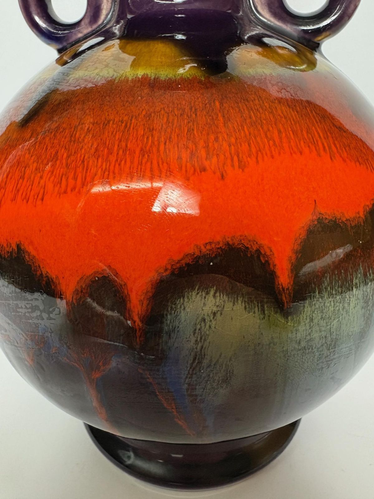 1970s Hutschenreuther ‘Vulkan Feuer’ Fat Lava Glaze Vase West Germany photo Home Decor