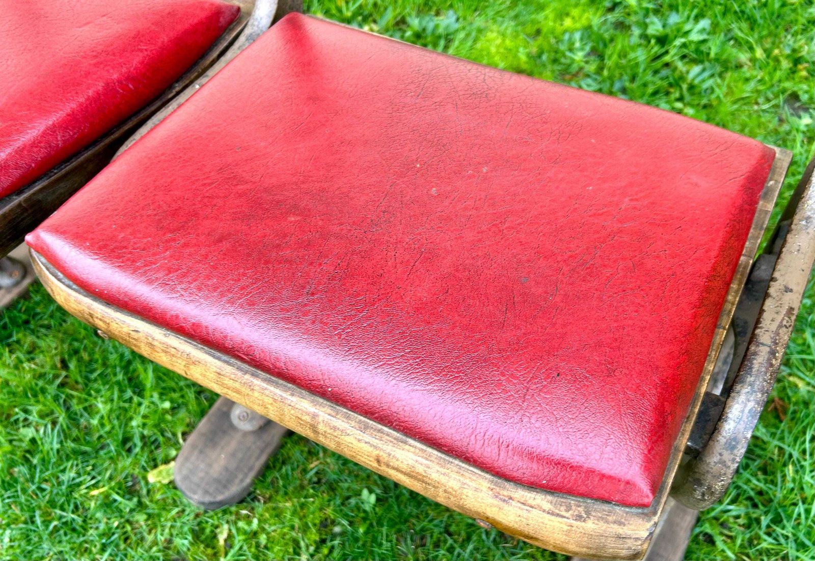 Vintage Two Seater Folding Theatre Cinema Chairs Antique Industrial Retro Hall Hallway Opera Stacking Art Deco photo vinterior