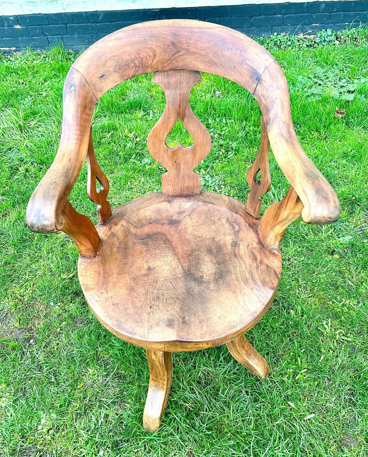 Victorian Walnut Captains Swivel Chair Wooden Desk Office Antique Vintage Industrial Seating Kitchen Retro Armchair Revolving photo for sale