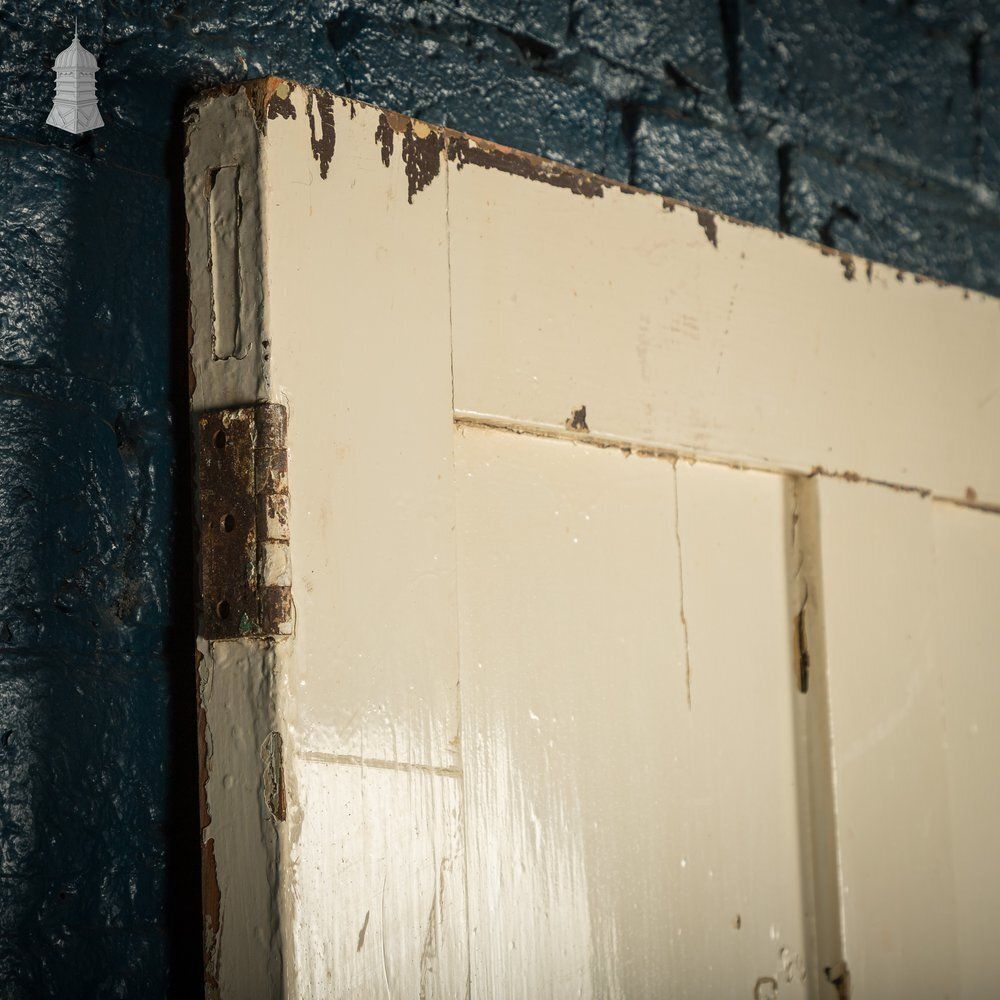 Four Panel Door, White And Orange Distressed Paint photo vintage
