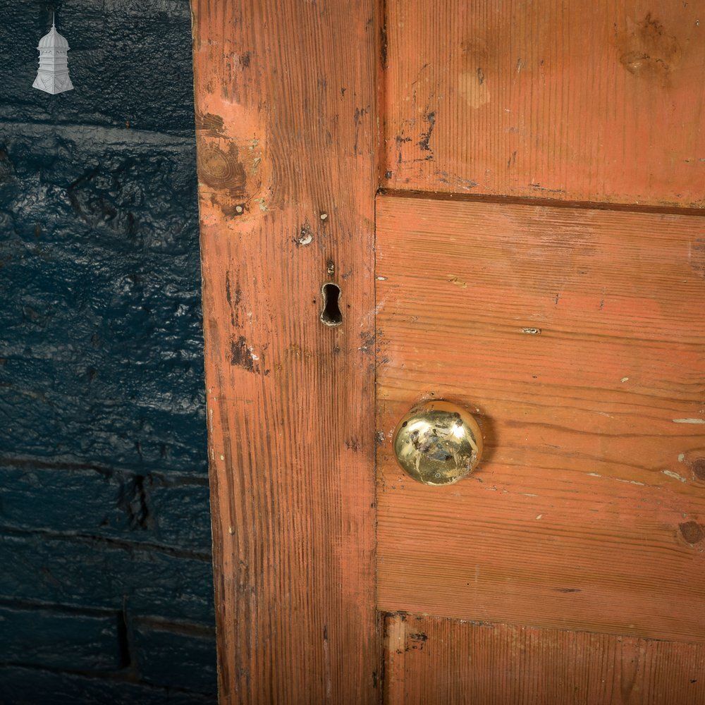 photo buy Four Panel Door, White And Orange Distressed Paint